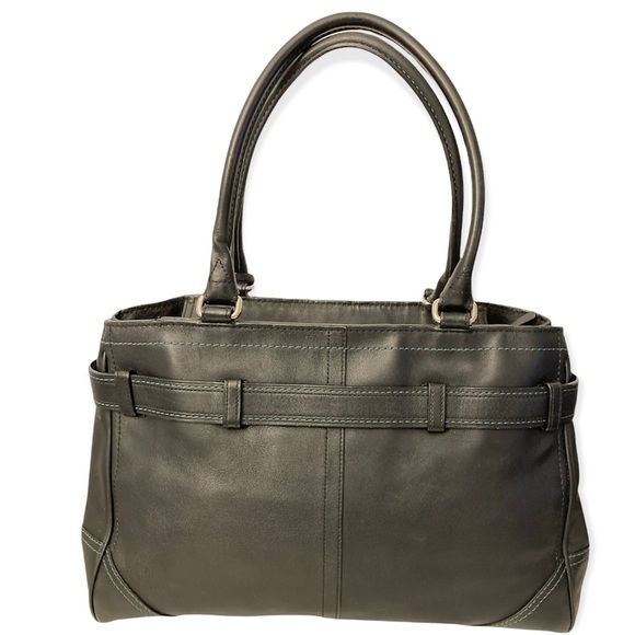 Coach Hampton Carryall Black Leather Shoulder Bag - Picture 5 of 8